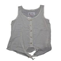 Active Shirt Womens S White Scoop Neck Button Tie Front Sleeveless Top - £20.40 GBP