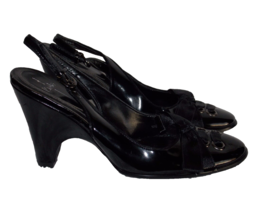 Linea Paolo Patent Leather Lace Bow SLINGBACK Heels 6M For Women Used - $39.99