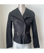 Michael Kors Shawl Collar Genuine Leather Jacket Size Medium M Black Mot... - $120.78