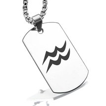 Stainless Steel Astrology Aquarius (Water Bearer) Sign Dog Tag Pendant - £7.81 GBP