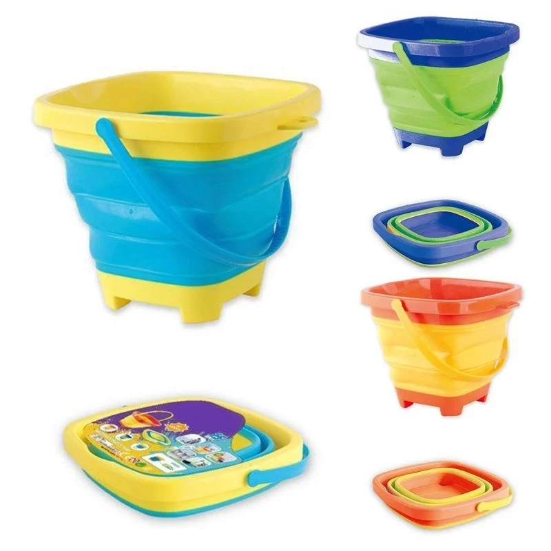 Foldable Silicone Bucket Beach Toys Summer Sand Playing Outdoor Toy Children - £11.77 GBP+