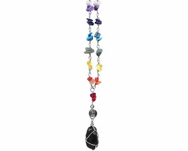 Mia Jewel Shop Wire Wrapped Tumbled Healing Gemstone Pendant Rainbow Chakra Chip - £14.35 GBP