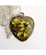 Vintage Heart Inlay Necklace Acrylic/Resin Handmade Jewelry Maine B67 - €17,11 EUR