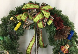 Christmas Wreath Hunting Theme Holiday Winter Wreath 19&quot; Hand Made Hangi... - $29.69