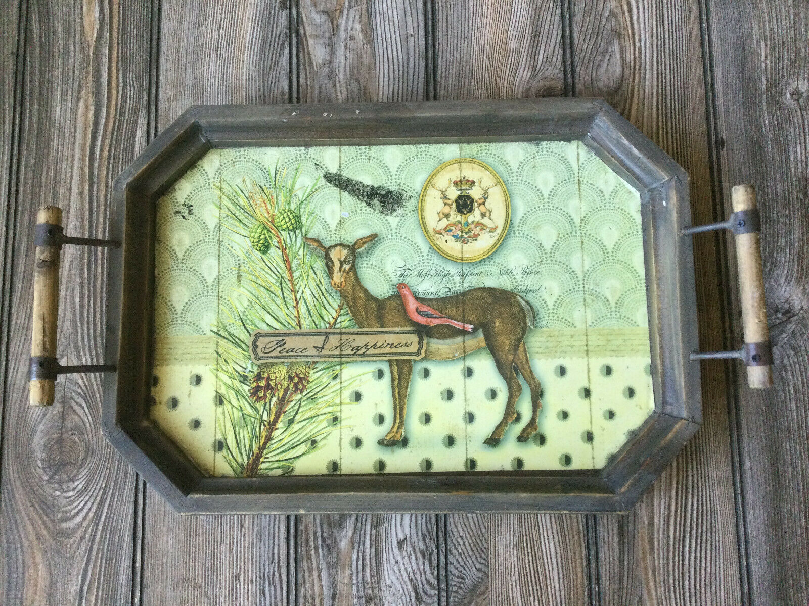 Williamsburg Creative Co-op Wooden Metal Serving Tray Wall Decor (Torn paper) - $9.39