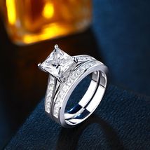 Classic Princess Cut Wedding Ring Set Engagement Ring Set 925 Silver Non Tarnish - £110.08 GBP