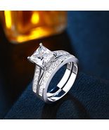 Classic Princess Cut Wedding Ring Set Engagement Ring Set 925 Silver Non... - £112.17 GBP