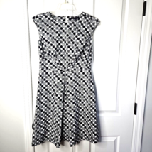 Brooks Brothers Black White Gingham Check Fit &amp; Flare Dress 8 Cotton Kne... - $37.83