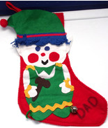 Vintage Homemade Appliqué Felt Christmas Stocking With Name Dad - £5.97 GBP