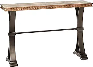 Deco 79 Metal Rectangle Console Table with Brown Wood Tops, 51&quot; x 16&quot; x ... - $398.99