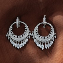 100% 925 Sterling Silver 3*6Retro Short Tassel Earrings High Carbon Diam... - $105.93