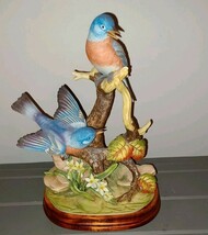 Vintage RARE Andrea by Sadek Blue Birds 8255 on Branch and Rocks REPAIRED - $55.00