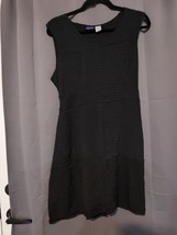 Vintage Honors Dress Large Black Geometric USA Acetate Rayon - €12,94 EUR