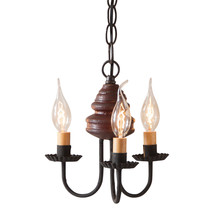 Wood Metal Bellview Chandelier Primitive 3 Candle Candelabra Usa Americana Red - £210.50 GBP