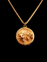 Antique Victorian lion Locket - Vintage gothic necklace - Victorian rhin... - £255.59 GBP