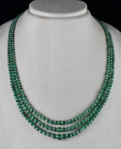 Natural Zambia Emerald Pearl Beaded Round 3 Line 147 Carats Gemstone Necklace - £1,185.92 GBP