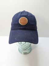 TIMBERLAND Ball Cap Hat Leather Patch Original Adjustable Navy Blue Strap - $12.66