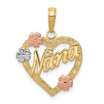 14K Tri Color Gold &quot;Nana&quot; Heart Pendant - £166.85 GBP