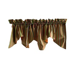 Set of 2 Homemade Valances Green Pink Orange Scalloped Lined 88&quot; X 19.5&quot; - £23.07 GBP