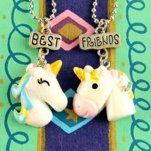 2 pc Best Friends Unicorn BFF Friendship Necklaces Kids Charm Jewelry Set image 2