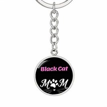 Cat Lover Keychain Gift Black Cat Cat Mom Keychain Stainless Steel Or 18k Gold C - £27.66 GBP