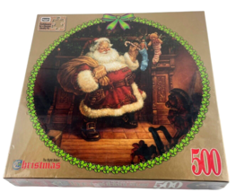 The Night Before Christmas Circle Puzzle Jigsaw  500 Pc Corkboard by RoseArt - $19.34