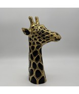 Glossy Ceramic Gold Black Giraffe Head Figurine Giraffe Statue Piggy Ban... - $81.22 CAD