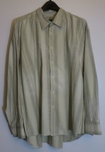 Tommy Bahama Green Striped Silk Casual Mens Button Down Long Sleeve Shirt 2XL - £20.54 GBP