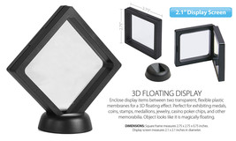 3D Floating View Coin Display Frame Holder Box Case Medium Black (2.1”) - QTY 3 - £11.73 GBP