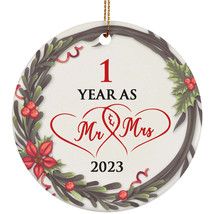1 Years As Mr And Mrs 2023 Ornament 1st Anniversary Wreath Christmas Gifts - £11.86 GBP