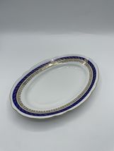 Cmielow 9” x 6.25" Oval Serving Platter Blue Gold White Hand Painted VTG... - $3.91