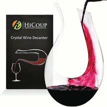 Red Wine Decanter by HiCoup 100% Lead-Free Crystal Glass Hand-Blown U Shape NEW - £31.90 GBP