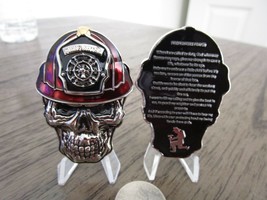 Firefighter Fireman Firewoman Firefighter&#39;s Prayer Skull Challenge Coin - £15.81 GBP