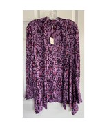Free People Printed Bridgette Tunic Top Oversized Blouse Violet Rose Wom... - £30.86 GBP