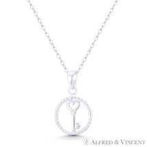 Heart Bow Skeleton Key Charm in Twist Rope .925 Sterling Silver Necklace Pendant - £9.56 GBP+