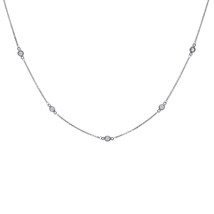 0.50 Carat Round Diamonds by the Yard Necklace 14K White Gold - £385.85 GBP