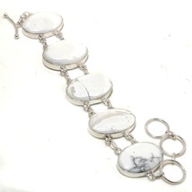 Howlite Oval Shape Gemstone Handmade Ethnic Gifted Bracelet Jewelry 7-8&quot; SA 1088 - £6.25 GBP