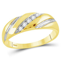 10k Yellow Gold Mens Diagonal Round Diamond Wedding Anniversary Band Rin... - $3,360.01 MXN