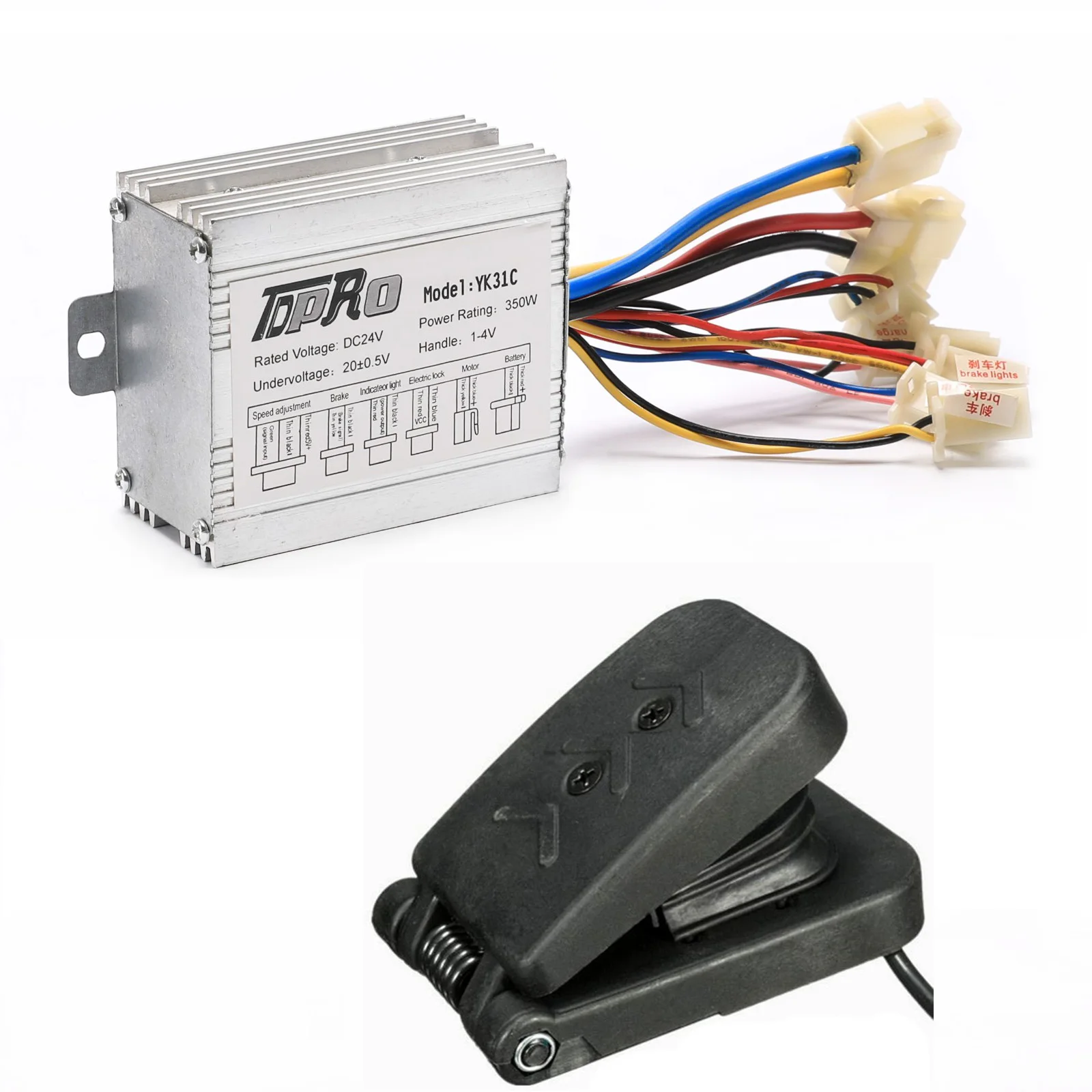 DC 24V 350w Electric Motor Brush Controller Box + 1x Foot Pedal Throttle For ATV - $97.23