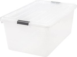 Iris Usa 68 Qt. Large Storage Bin With Buckle Down Lid, 1-Pack, Sturdy, Clear - £40.75 GBP