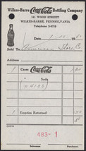 Bottle Logo 1940 Coca Cola Route Receipt from the Wilkes-Barre Coca-Cola... - £3.20 GBP