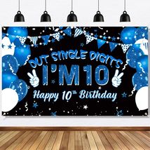 Ushinemi 10th Birthday Banner Boys Party Supplies 6x3.6ft Double Digits - $3.64