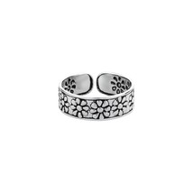 Oxidized 925 Sterling Silver Flower Toe Ring - £11.07 GBP