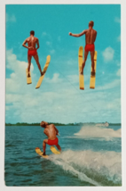 Water Skiing Through the Air Cypress Gardens Florida FL Curt Teich Postcard 1957 - £5.51 GBP