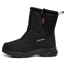 Mens Boots Thick Couple Snow Boots Plus Velvet Warm Side Zipper Outdoor Casual S - £52.35 GBP