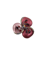 Vintage Red Ruby &amp; Pink Rhinestone Silver Tone Flower Pink Brooch - £4.58 GBP