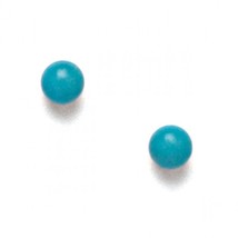 Women/Children&#39;s Stylish 14K Solid YG Turquoise Ball Stud Screw Back Earrings - £18.91 GBP