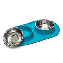 Messy Mutts Dog Double Feeder Blue 3 Cup - £42.68 GBP