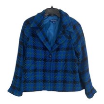 Evan-Picone Womens Jacket Adult Size Petite Medium Blue Blazer Button Po... - $38.77