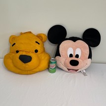 Disney Winnie Pooh Head Face Mickey Face Pillows Disney Store VINTAGE PO... - £23.18 GBP